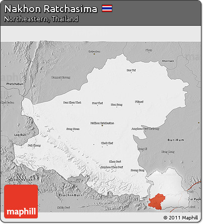 Gray 3D Map of Nakhon Ratchasima