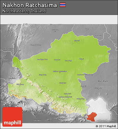 Physical 3D Map of Nakhon Ratchasima, desaturated