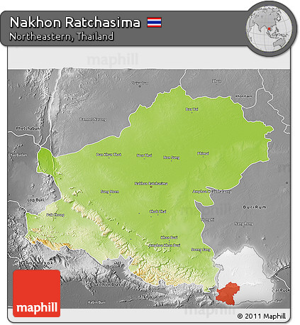 Physical 3D Map of Nakhon Ratchasima, desaturated