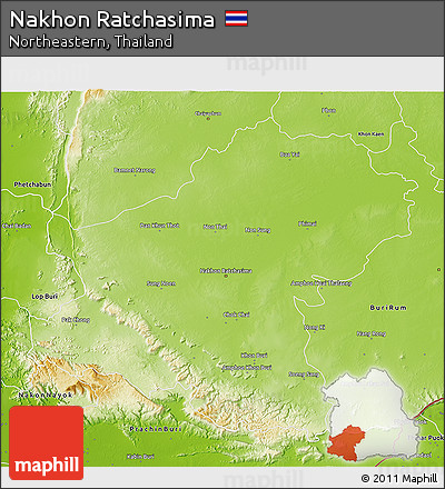 Physical 3D Map of Nakhon Ratchasima