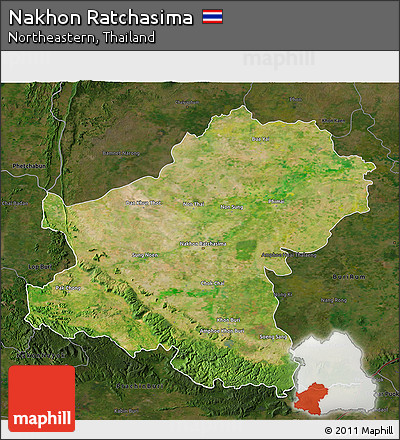 Satellite 3D Map of Nakhon Ratchasima, darken