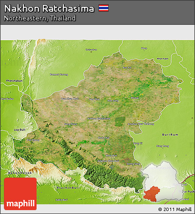 Satellite 3D Map of Nakhon Ratchasima, physical outside