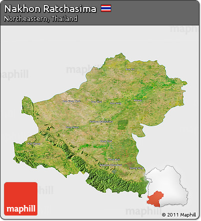 Satellite 3D Map of Nakhon Ratchasima, single color outside