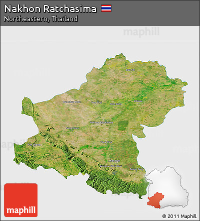 Satellite 3D Map of Nakhon Ratchasima, single color outside