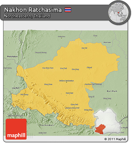 Savanna Style 3D Map of Nakhon Ratchasima