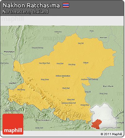 Savanna Style 3D Map of Nakhon Ratchasima