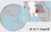 Gray Location Map of Nakhon Ratchasima, highlighted country, highlighted parent region, hill shading