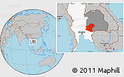 Gray Location Map of Nakhon Ratchasima, highlighted country, highlighted parent region