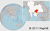 Gray Location Map of Nakhon Ratchasima, highlighted country, hill shading