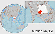 Gray Location Map of Nakhon Ratchasima, highlighted parent region, hill shading