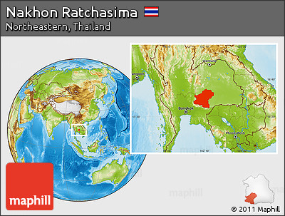 Physical Location Map of Nakhon Ratchasima