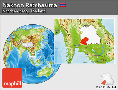 Physical Location Map of Nakhon Ratchasima, highlighted parent region