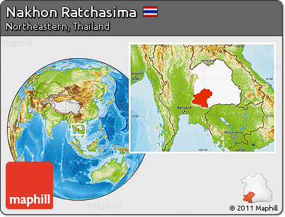 Physical Location Map of Nakhon Ratchasima, highlighted parent region