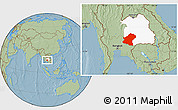Savanna Style Location Map of Nakhon Ratchasima, highlighted parent region, hill shading