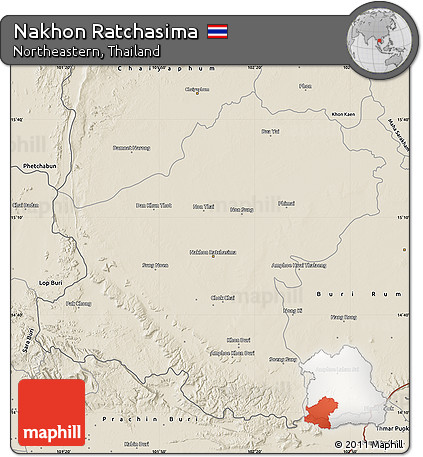 Shaded Relief Map of Nakhon Ratchasima