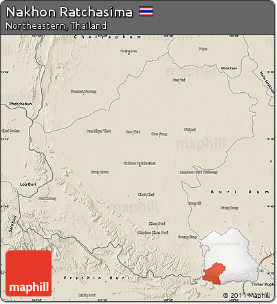 Shaded Relief Map of Nakhon Ratchasima