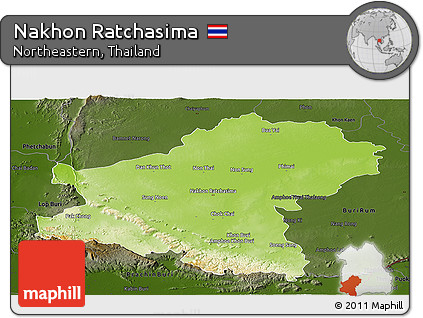 Physical Panoramic Map of Nakhon Ratchasima, darken