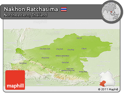 Physical Panoramic Map of Nakhon Ratchasima, lighten