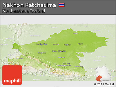 Physical Panoramic Map of Nakhon Ratchasima, lighten