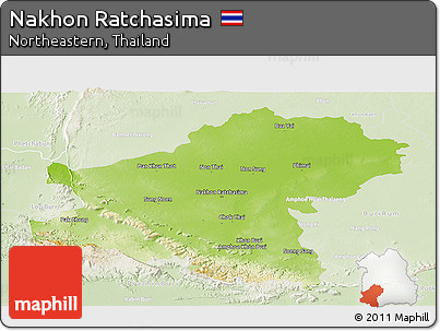 Physical Panoramic Map of Nakhon Ratchasima, lighten