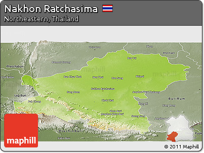 Physical Panoramic Map of Nakhon Ratchasima, semi-desaturated