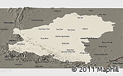 Shaded Relief Panoramic Map of Nakhon Ratchasima, darken