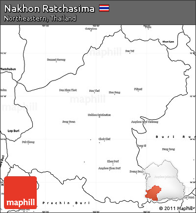 Blank Simple Map of Nakhon Ratchasima