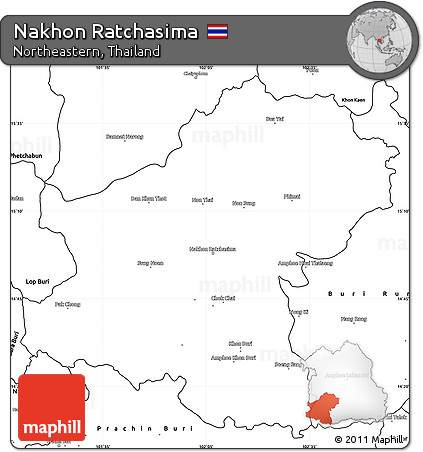 Blank Simple Map of Nakhon Ratchasima