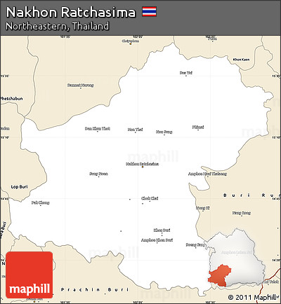 Classic Style Simple Map of Nakhon Ratchasima