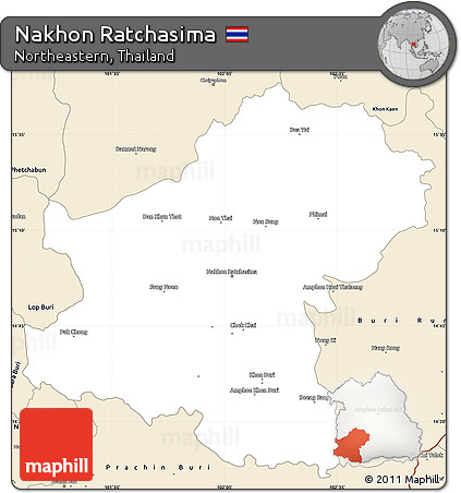 Classic Style Simple Map of Nakhon Ratchasima