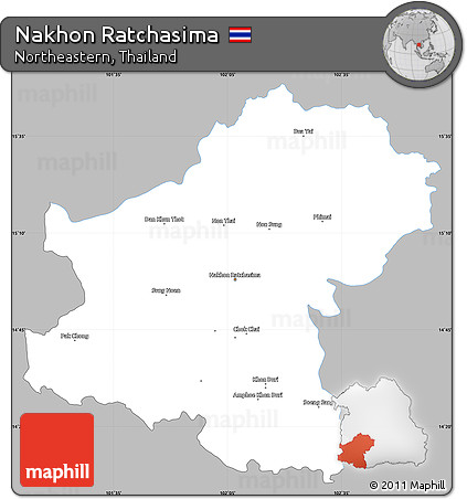 Gray Simple Map of Nakhon Ratchasima, single color outside