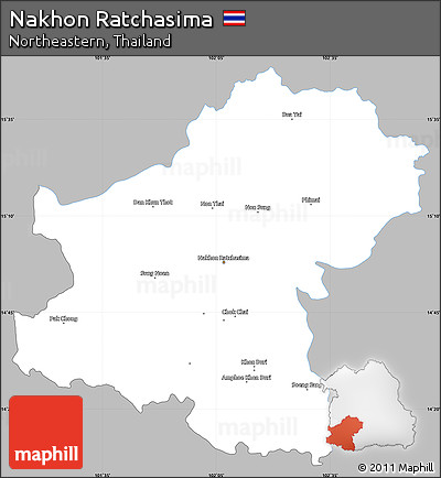 Gray Simple Map of Nakhon Ratchasima, single color outside