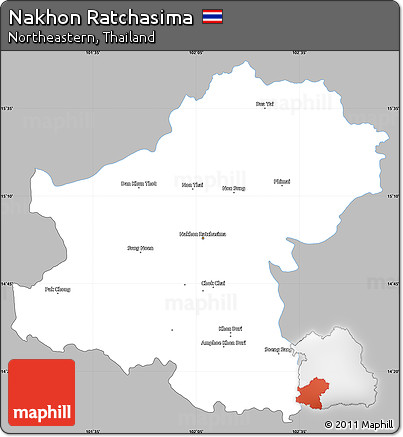 Gray Simple Map of Nakhon Ratchasima, single color outside