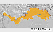 Political 3D Map of Nong Khai, lighten, desaturated