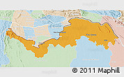 Political 3D Map of Nong Khai, lighten