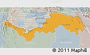 Political 3D Map of Nong Khai, lighten, semi-desaturated