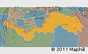 Political 3D Map of Nong Khai, semi-desaturated