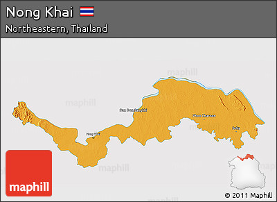 Political 3D Map of Nong Khai, single color outside