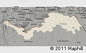 Shaded Relief 3D Map of Nong Khai, darken, semi-desaturated