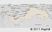 Shaded Relief 3D Map of Nong Khai, desaturated