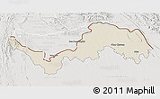 Shaded Relief 3D Map of Nong Khai, lighten, semi-desaturated