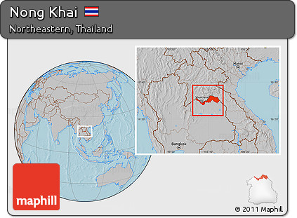 Gray Location Map of Nong Khai, hill shading
