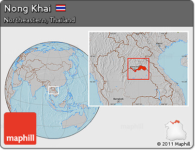 Gray Location Map of Nong Khai, hill shading