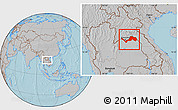 Gray Location Map of Nong Khai, hill shading