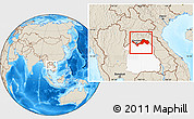Shaded Relief Location Map of Nong Khai, highlighted parent region