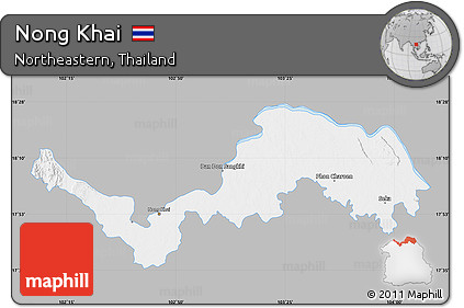Gray Map of Nong Khai, single color outside