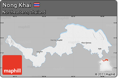 Gray Map of Nong Khai, single color outside