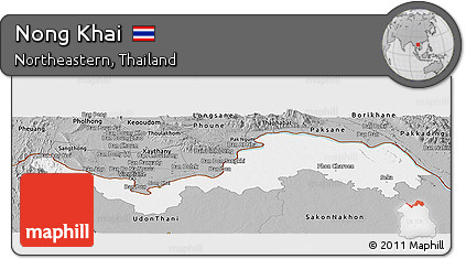 Gray Panoramic Map of Nong Khai
