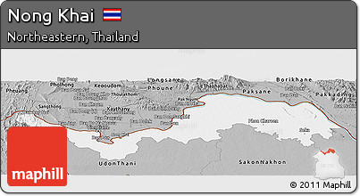 Gray Panoramic Map of Nong Khai