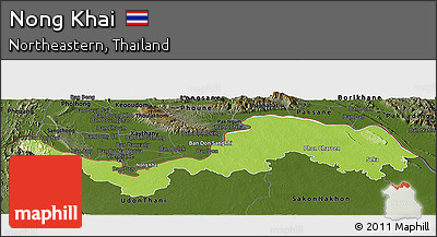 Physical Panoramic Map of Nong Khai, darken